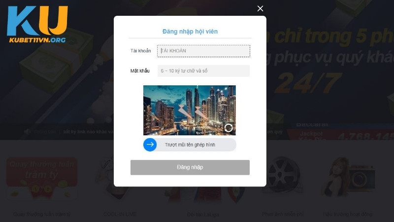 Các bước đăng nhập KUBET11