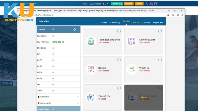 Điều kiện cần trước khi nạp tiền KUBET11