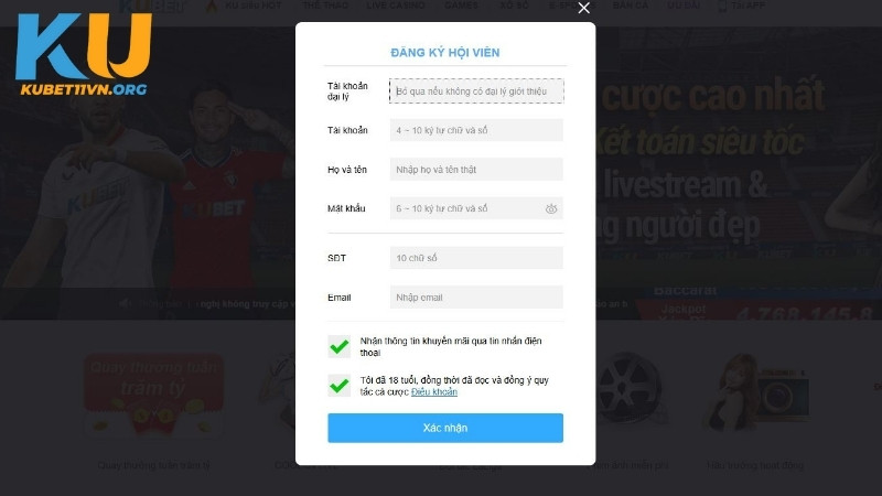 Hướng dẫn tân binh cách đăng ký KUBET11 chi tiết